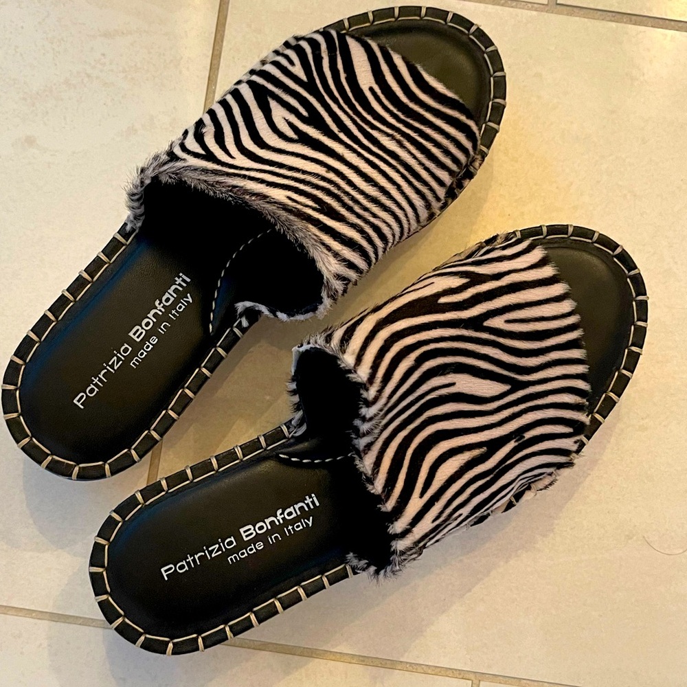 Patrizia Bonfanti zebra clogs size 37.5 or US 7.5.
